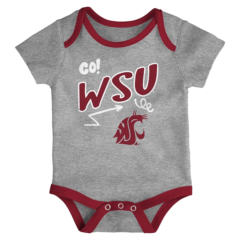 Newborn & Infant Outerstuff Washington State Cougars All Day Play Three-Piece Bodysuit Set