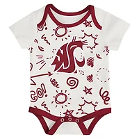 Ensemble de body trois pièces pour nouveau-né et nourrisson Outerstuff Washington State Cougars All Day Play