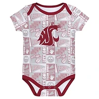 Ensemble de 3 bodies pour nouveau-né Crimson Washington State Cougars Sunday Comics