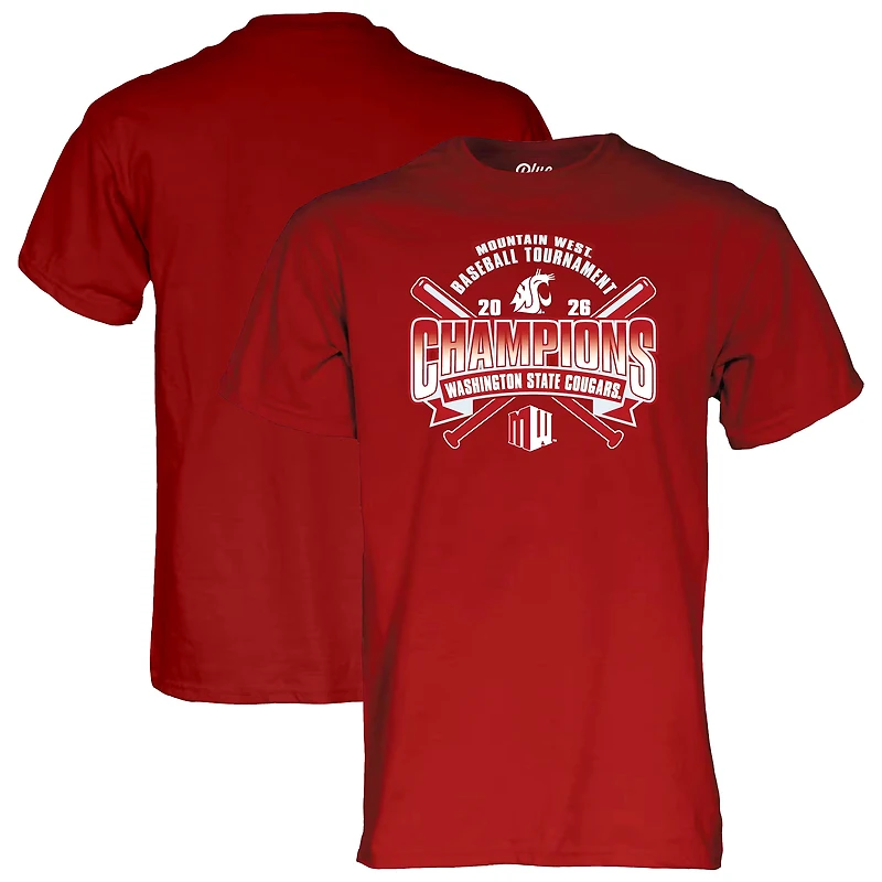 Unisex Blue 84 Crimson Washington State Cougars 2026 Mountain West Baseball Tournament Champions T-Shirt
