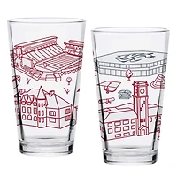 Ensemble de deux verres à bière à motif de campus de 16 oz des Cougars de l'État de Washington