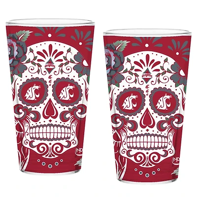 Lot de deux verres à bière Washington State Cougars de 16 oz. Dia De Los Muertos