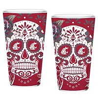 Lot de deux verres à bière Washington State Cougars de 16 oz. Dia De Los Muertos