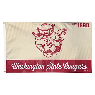 Drapeau WinCraft Washington State Cougars College Vault Deluxe à une face