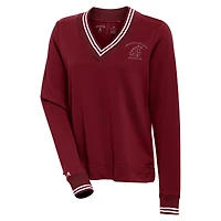 Women's Antigua Crimson Washington State Cougars Parker V-Neck Pullover Sweatshirt