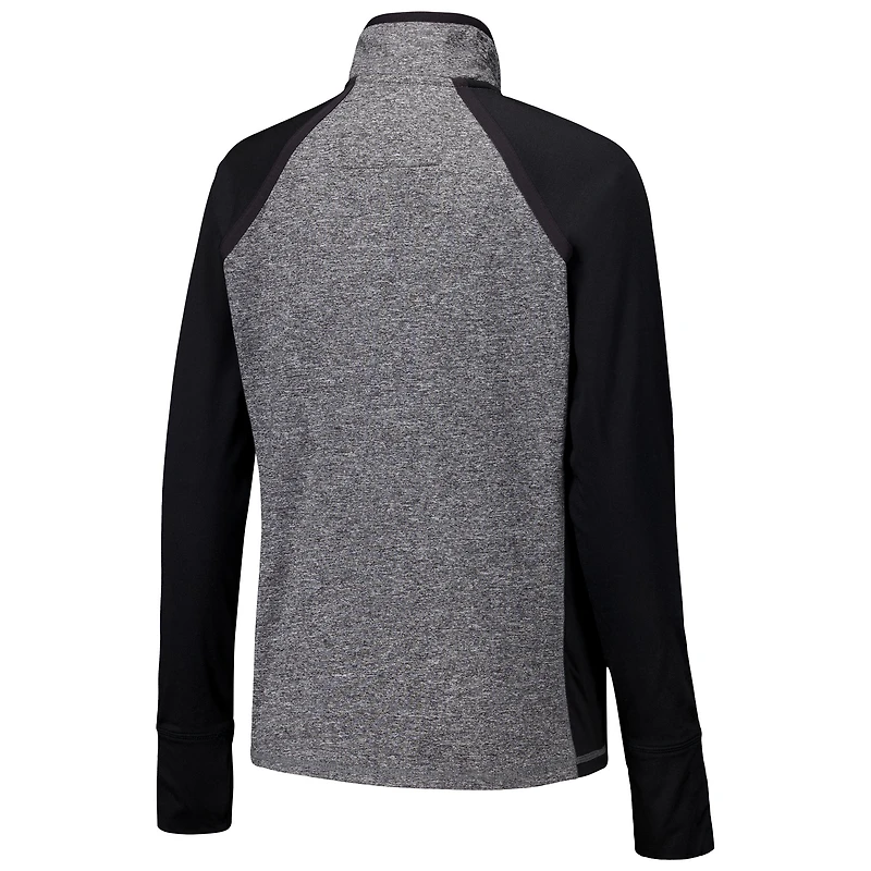 Women's Black/Heather Gray Washington State Cougars Finalist Raglan Quarter-Zip Jacket