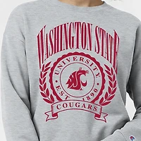 Women's Champion  Heather Gray Washington State Cougars Academic Crest Powerblend Crewneck Sweatshirt