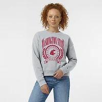 Women's Champion  Heather Gray Washington State Cougars Academic Crest Powerblend Crewneck Sweatshirt