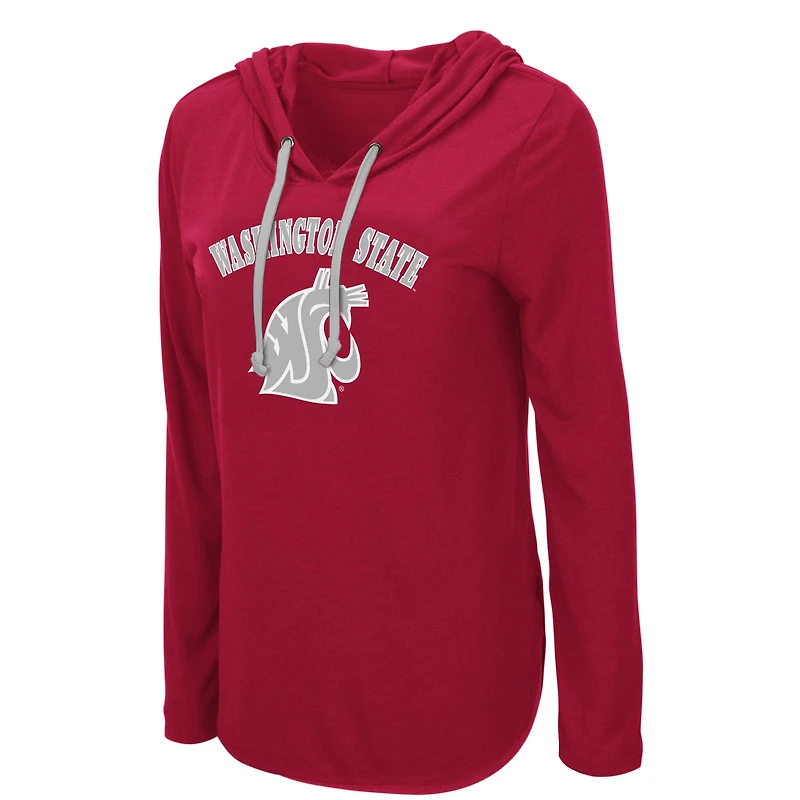 Women's Colosseum Crimson Washington State Cougars My Lover Lightweight Hooded Long Sleeve T-Shirt