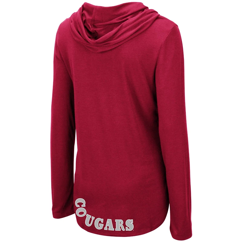 Women's Colosseum Crimson Washington State Cougars My Lover Lightweight Hooded Long Sleeve T-Shirt