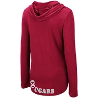 Women's Colosseum Crimson Washington State Cougars My Lover Lightweight Hooded Long Sleeve T-Shirt