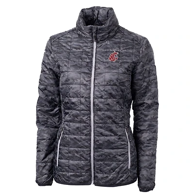 Women's Cutter & Buck Black Washington State Cougars Eco Full-Zip Puffer Jacket