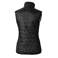 Women's Cutter & Buck Black Washington State Cougars Vault Rainier PrimaLoft Eco Full-Zip Puffer Vest