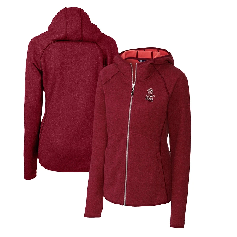 Sweat à capuche zippé en tricot pour femme Cutter & Buck Crimson Washington State Cougars