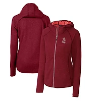 Sweat à capuche zippé en tricot pour femme Cutter & Buck Crimson Washington State Cougars