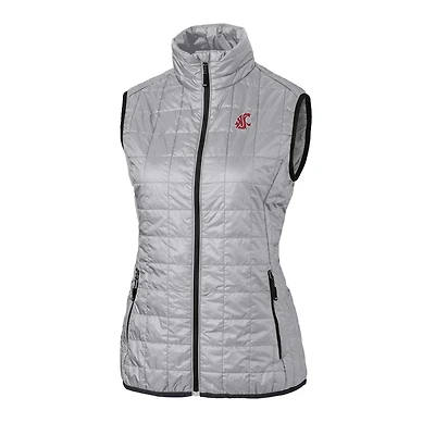 Gilet matelassé entièrement zippé Rainier pour femme, gris, des Washington State Cougars, Cutter & Buck