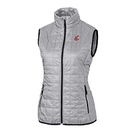 Gilet matelassé entièrement zippé Rainier pour femme, gris, des Washington State Cougars, Cutter & Buck