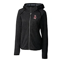 Women's Cutter & Buck Heather Charcoal Washington State Cougars Mainsail Sweater-Knit Full-Zip Hoodie
