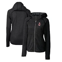 Women's Cutter & Buck Heather Charcoal Washington State Cougars Mainsail Sweater-Knit Full-Zip Hoodie