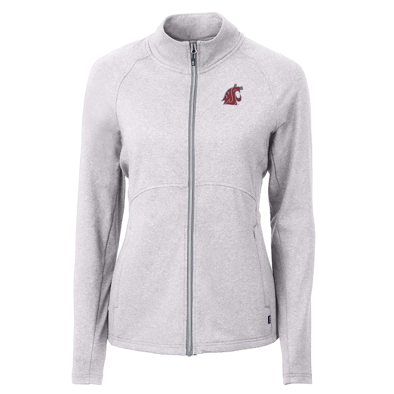 Veste zippée intégrale recyclée Adapt Eco Knit pour femme, gris chiné, des Washington State Cougars, Cutter & Buck