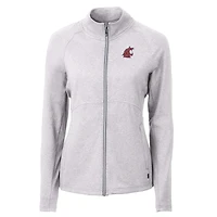 Veste zippée intégrale recyclée Adapt Eco Knit pour femme, gris chiné, des Washington State Cougars, Cutter & Buck