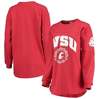 Women's Pressbox Crimson Washington State Cougars Edith Long Sleeve Oversized Top