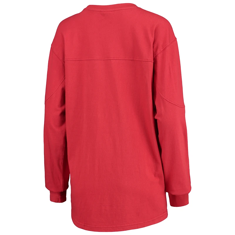 Women's Pressbox Crimson Washington State Cougars Edith Long Sleeve Oversized Top