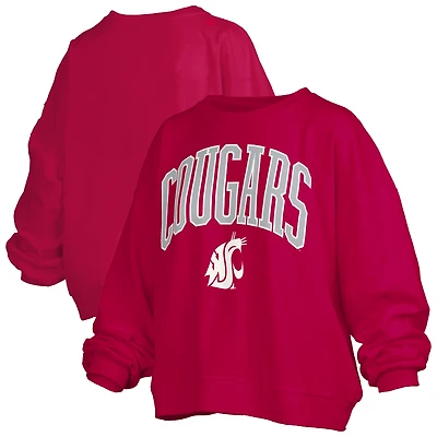 Women's Pressbox Crimson Washington State Cougars Janise Fleece Sweatshirt