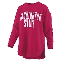 Women's Pressbox  Crimson Washington State Cougars Melange Poncho Vintage Fleece Long Sleeve Pullover Sweatshirt