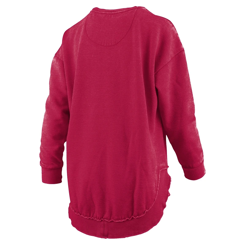 Women's Pressbox  Crimson Washington State Cougars Melange Poncho Vintage Fleece Long Sleeve Pullover Sweatshirt