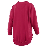 Women's Pressbox  Crimson Washington State Cougars Melange Poncho Vintage Fleece Long Sleeve Pullover Sweatshirt