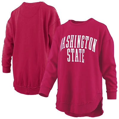 Sweat-shirt à manches longues en polaire vintage Pressbox Crimson Washington State Cougars Melange Poncho pour femme