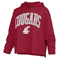 T-shirt à capuche manches longues Pressbox Crimson Washington State Cougars avec logo Nelson Arch Over pour femmes