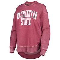Women's Pressbox Crimson Washington State Cougars Vintage Wash Pullover Sweatshirt