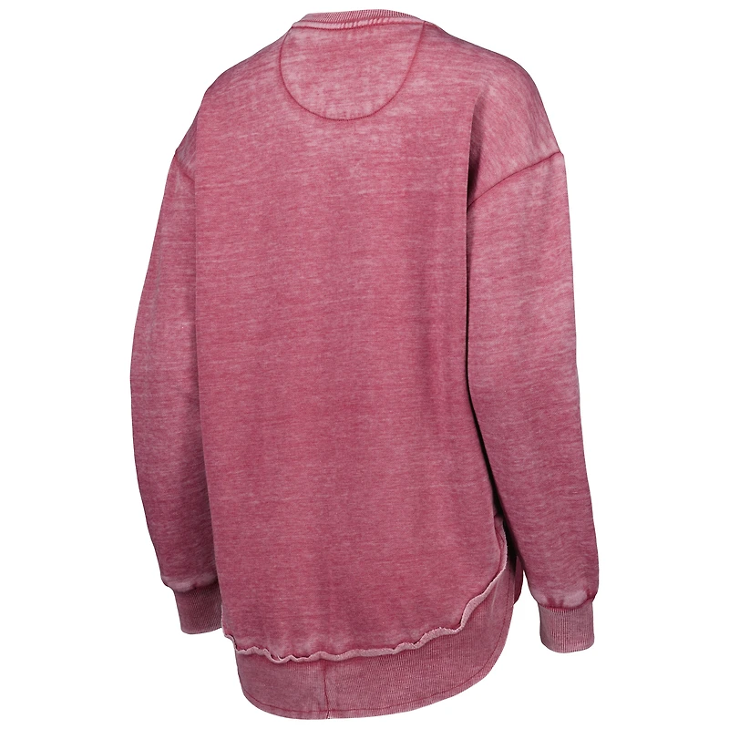 Women's Pressbox Crimson Washington State Cougars Vintage Wash Pullover Sweatshirt