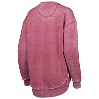 Women's Pressbox Crimson Washington State Cougars Vintage Wash Pullover Sweatshirt