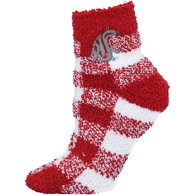 Women's ZooZatz Washington State Cougars Fuzzy Buffalo Checkered Ankle Socks