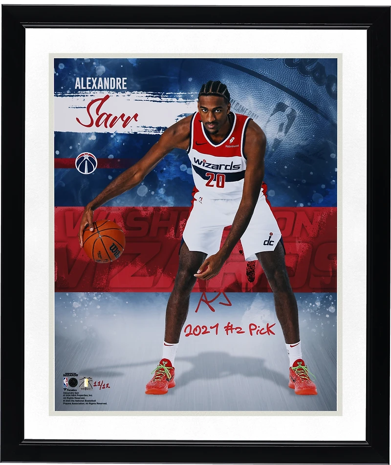Alexandre Sarr Washington Wizards Autographed 16" x 20" Stylized Photograph with "2024 #2 Pick" Inscription - Limited Edition of 12