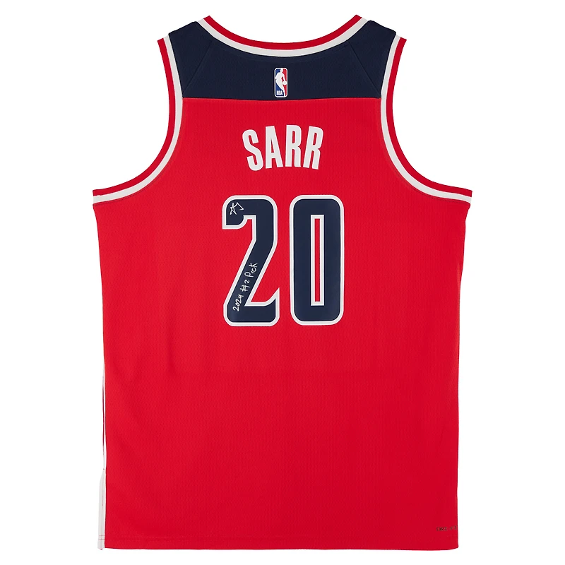 Maillot Swingman Nike Red Icon Edition autographié par Alexandre Sarr des Washington Wizards avec l'inscription « 2024 #2 Pick »