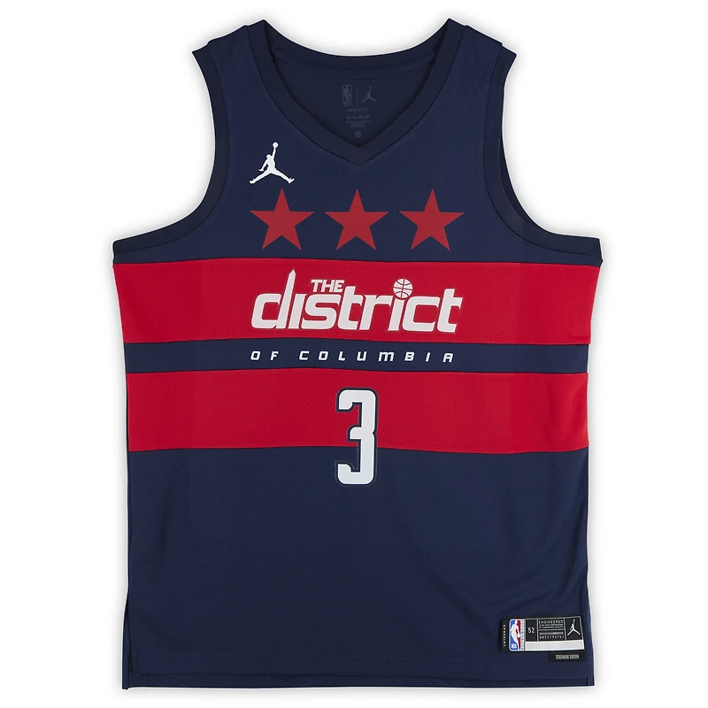 Maillot Swingman Nike Navy Statement Edition autographié par CJ McCollum des Washington Wizards