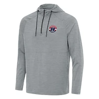 Men's Antigua Heather Gray Washington Wizards Spikes Raglan Quarter-Zip Hoodie