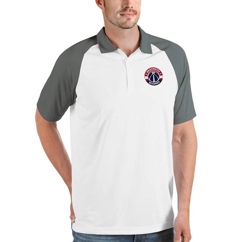Polo raglan Nova Antigua blanc pour homme des Washington Wizards