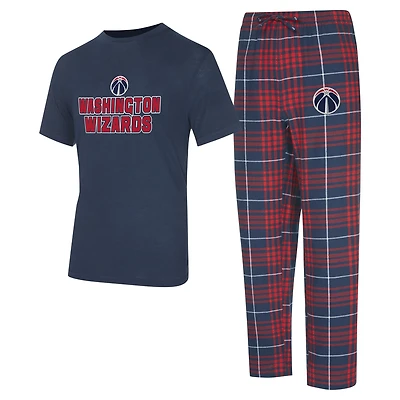 Men's Concepts Sport  Navy/Red Washington Wizards Vector Top & Flannel Pants Sleep Set