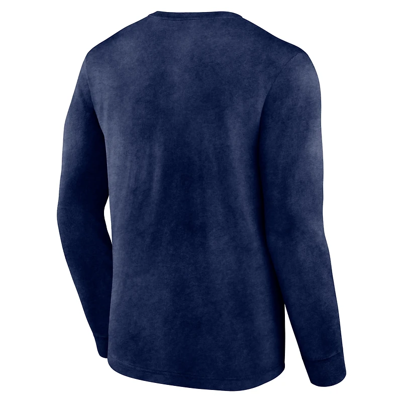 Men's Fanatics Heather Navy Washington Wizards Front Court Press Snow Wash Long Sleeve T-Shirt