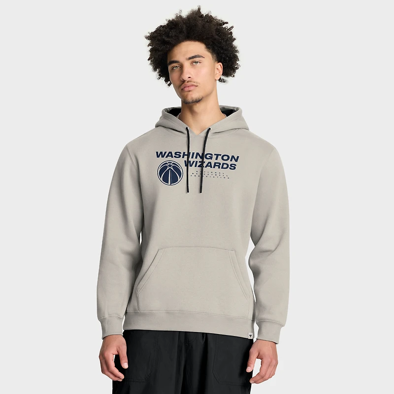 Men's Fanatics Off White Washington Wizards Crossover Collection Blocked Shot Premium Pullover Hoodie