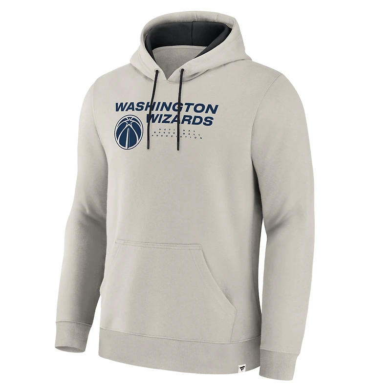Men's Fanatics Off White Washington Wizards Crossover Collection Blocked Shot Premium Pullover Hoodie