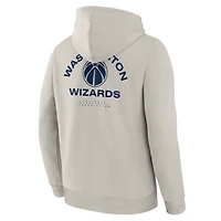 Men's Fanatics Off White Washington Wizards Crossover Collection Blocked Shot Premium Pullover Hoodie