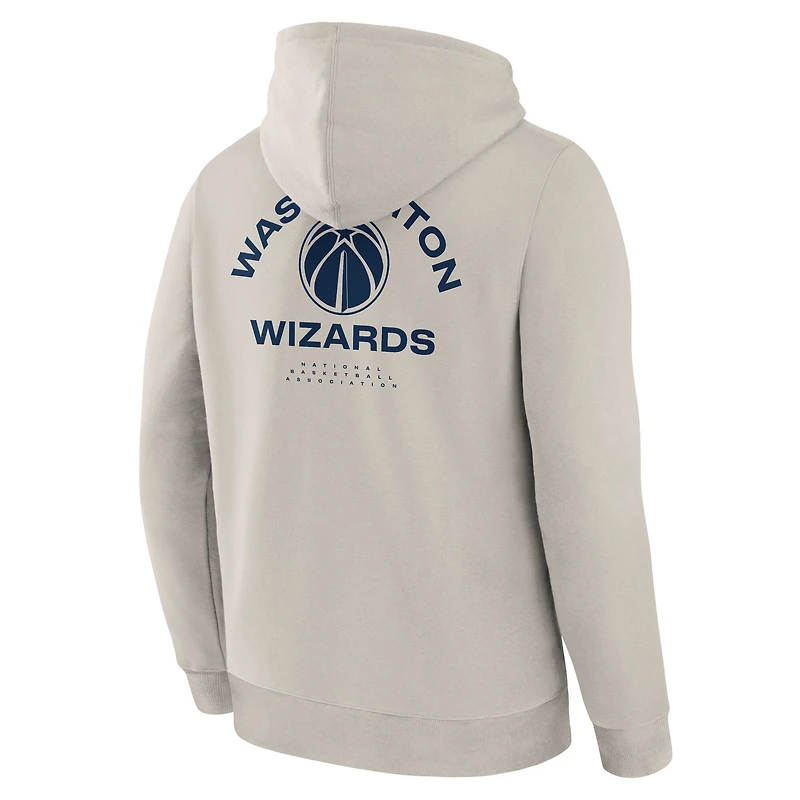 Men's Fanatics Off White Washington Wizards Crossover Collection Blocked Shot Premium Pullover Hoodie