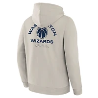 Men's Fanatics Off White Washington Wizards Crossover Collection Blocked Shot Premium Pullover Hoodie