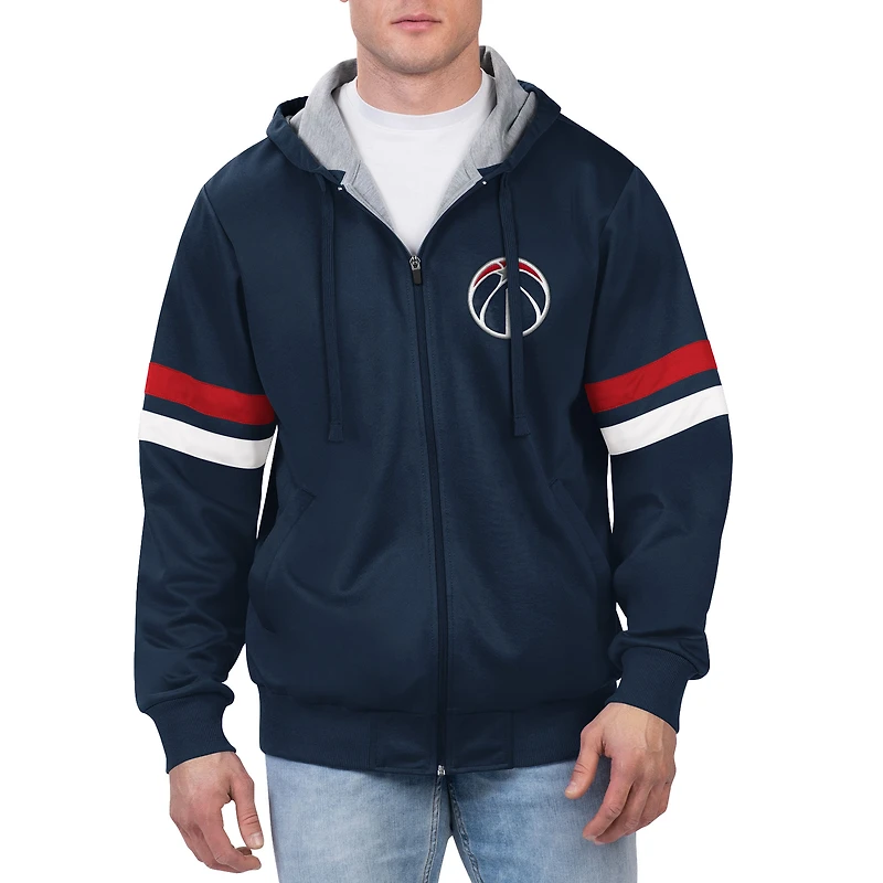 Veste à capuche entièrement zippée G-III Sports by Carl Banks pour hommes, bleu marine, Washington Wizards Contender